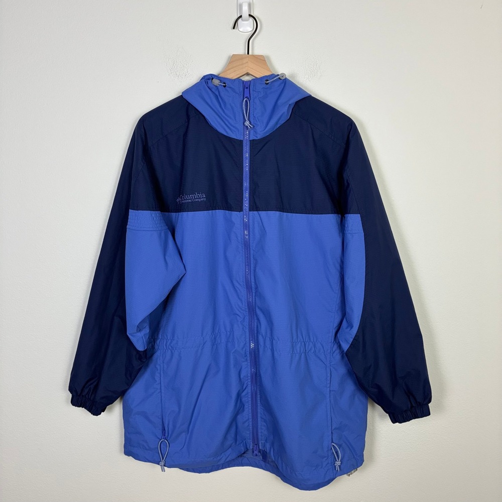 Columbia Sportswear Colorblock Hooded Windbreaker Jacket Womens M Fall Rain Gorp